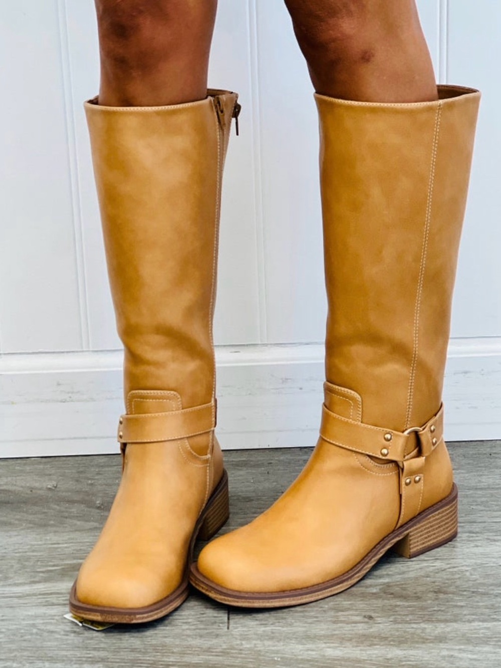 Ladies Tall Harness Boots in Banana Size 10